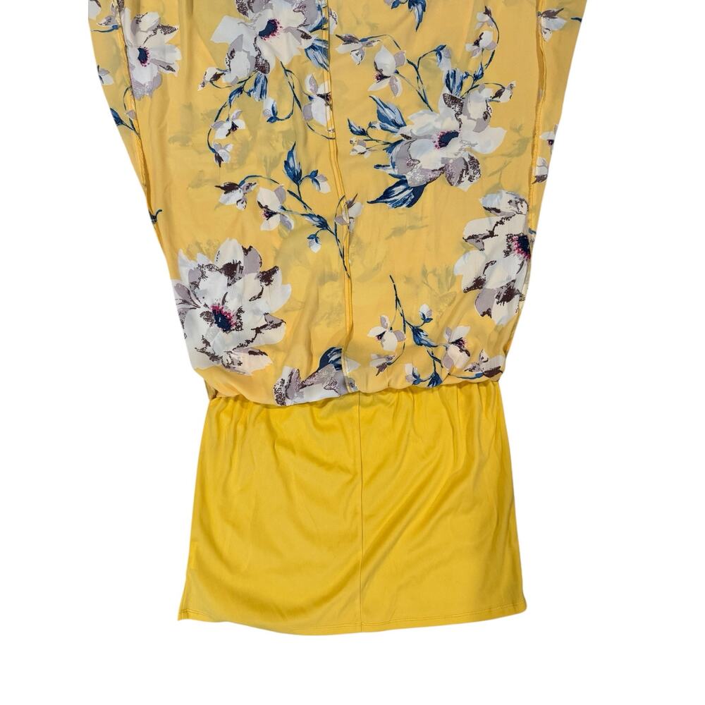 City Triangles Women’s Yellow Floral Maxi Skirt Medium Elastic Waist Lined - Picture 8 of 9